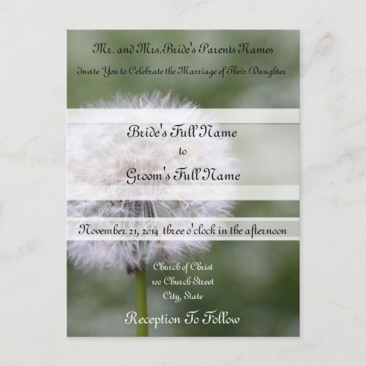 Wild Flowers bruiloft uitnodigingen en gunsten (Voorkant)