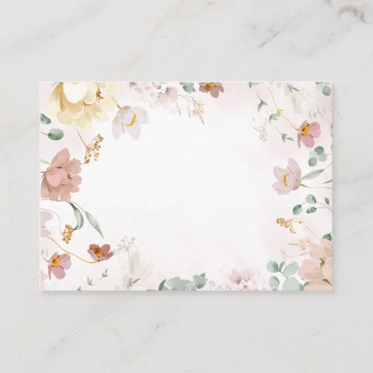 Wild Flowers Diaper Raffle Baby shower Card Informatiekaartje (Achterkant)