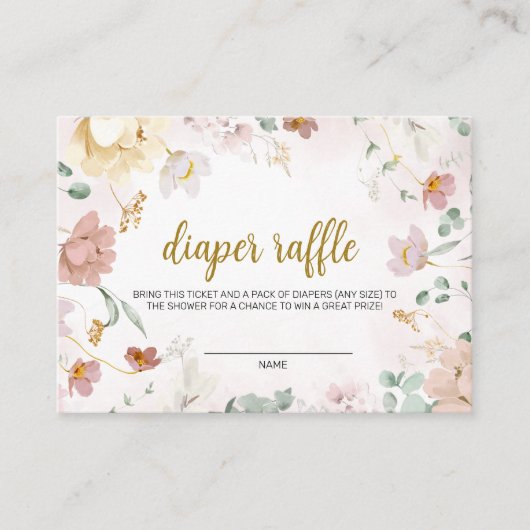 Wild Flowers Diaper Raffle Baby shower Card Informatiekaartje (Voorkant)