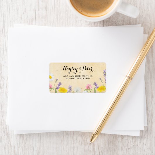 Wild Flowers Elegant Bloemen Adreslabel Stickers (Insitu)