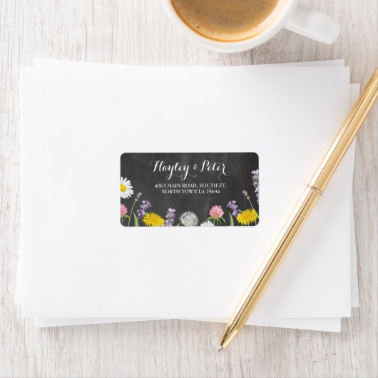 Wild Flowers Elegant Chalk Adresetiketten Stickers (Insitu)