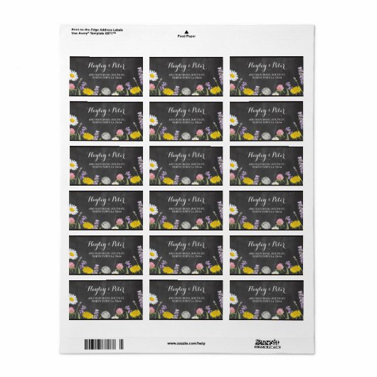 Wild Flowers Elegant Chalk Adresetiketten Stickers (Full Sheet)