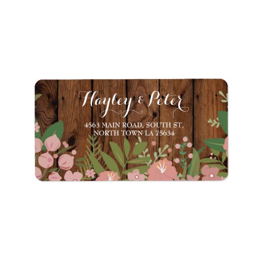 Wild Flowers Elegant Wood Adresetiketten Stickers (Voorkant)