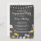 Wild Flowers Engagement Party Chalk Shower Uitnodi Kaart (Voorkant)