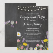 Wild Flowers Engagement Party Chalk Shower Uitnodi Kaart (Voorkant / Achterkant)