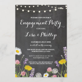 Wild Flowers Engagement Party Chalk Shower Uitnodi Kaart