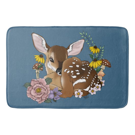 Wild Flowers Fawn Blue Badmat (Voorkant)