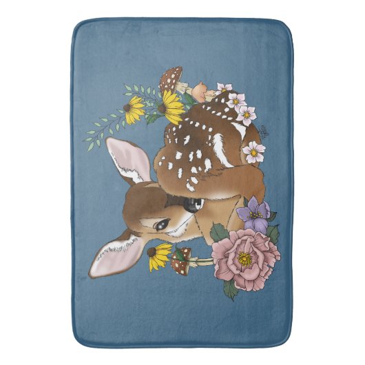 Wild Flowers Fawn Blue Badmat (Voorkant Verticaal)