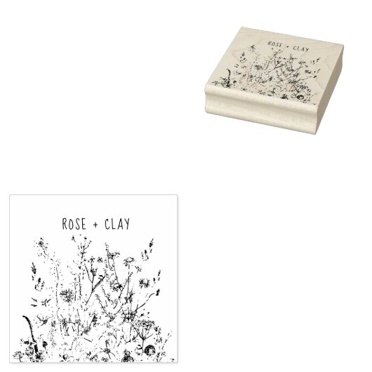 Wild Flowers Floral Art - Gepersonaliseerd Rubberstempel (Gestempeld)