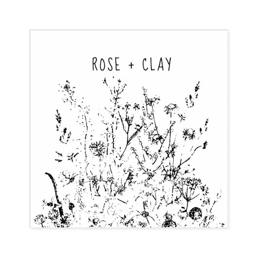 Wild Flowers Floral Art - Gepersonaliseerd Rubberstempel (Afrduk)