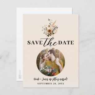 Wild Flowers  Floral Boho Save the Date Aankondigingskaart