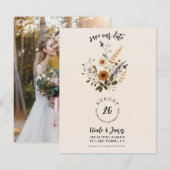 Wild Flowers  Floral Boho Save the Date Kaart (Voorkant / Achterkant)