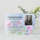 Wild Flowers Foto Viering van het leven | Begrafen Kaart (Staand voorkant)