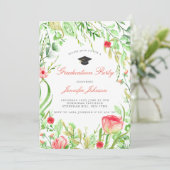 Wild Flowers Garden Graduation Party Kaart (Staand voorkant)