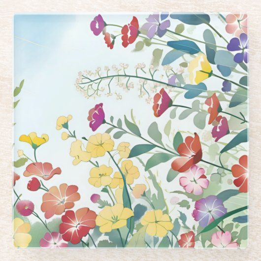 Wild Flowers Glazen Onderzetter (Voorkant)