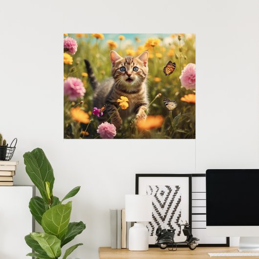 *~* Wild Flowers Kat 5:4 Sky Kitten Cat AP68 Poster (Thuiskantoor)