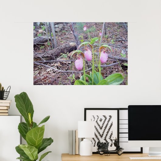 Wild Flowers Lady Slippers Poster (Thuiskantoor)