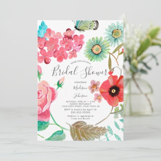 Wild Flowers | Lente Vrijgezellenfeest | Uitnodigi Kaart (Staand voorkant)