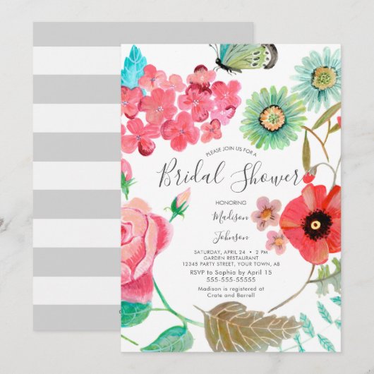 Wild Flowers | Lente Vrijgezellenfeest | Uitnodigi Kaart (Voorkant / Achterkant)