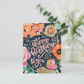 Wild Flowers & Lettering Birthday wenskaart Briefkaart (Staand voorkant)