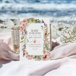 Wild Flowers Lijst Minimalistisch Baby shower Kaart