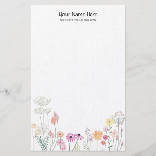 Wild Flowers Linen Stationery Briefpapier (Voorkant)