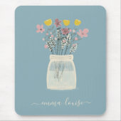 Wild Flowers Mason Jar Hand Lettered Monogram Muismat (Voorkant)