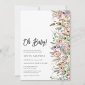 Wild Flowers Minimalistisch Baby shower Kaart (Voorkant)