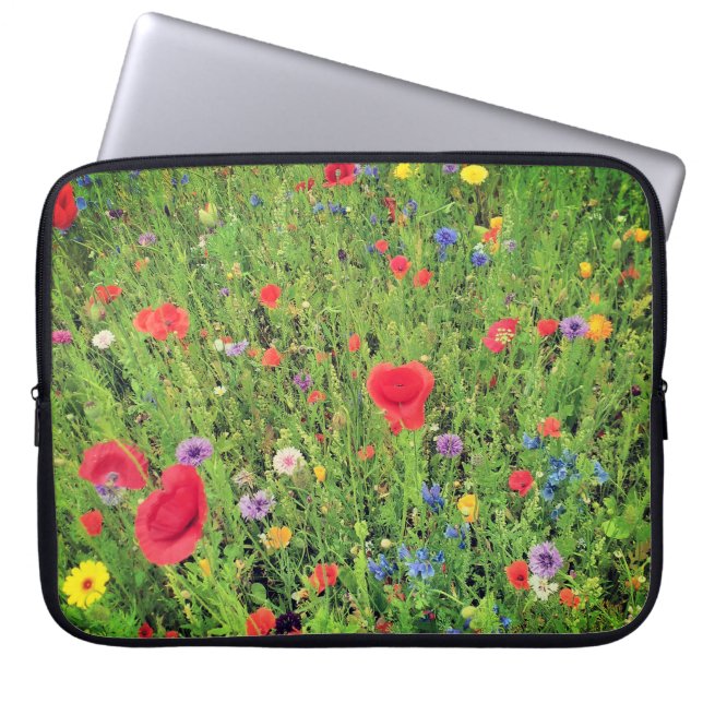 Wild Flowers Neopreen Laptop Sleeve 15" (Voorkant)