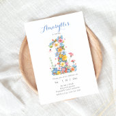 Wild Flowers Nummer 1 Verjaardag Uitnodiging