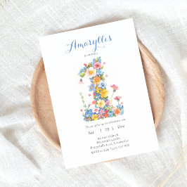 Wild Flowers Nummer 1 Verjaardag Uitnodiging