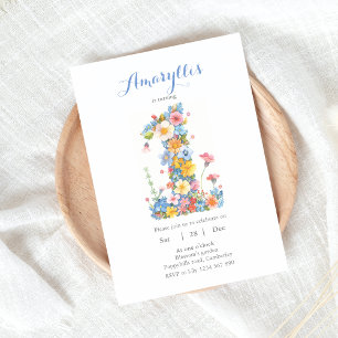 Wild Flowers Nummer 1 Verjaardag Uitnodiging