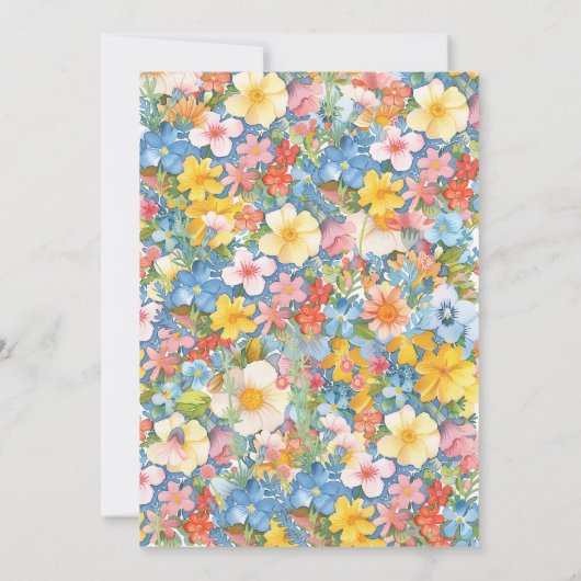 Wild Flowers Nummer 1 Verjaardag Uitnodiging (Achterkant)