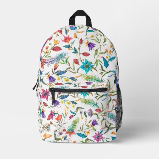 Wild Flowers Pattern Bedrukte Rugzak (Voorkant)