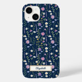 Wild Flowers Pattern Blue navy Background Case-Mate iPhone Case (Achterkant)