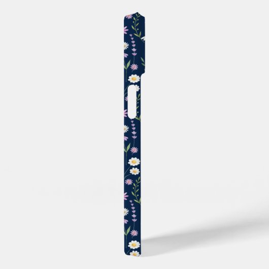 Wild Flowers Pattern Blue navy Background Case-Mate iPhone Case (Achterkant / Rechts)