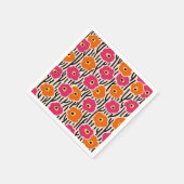 Wild Flowers Pattern Hot Pink en Sinaasappel Servet (Hoek)