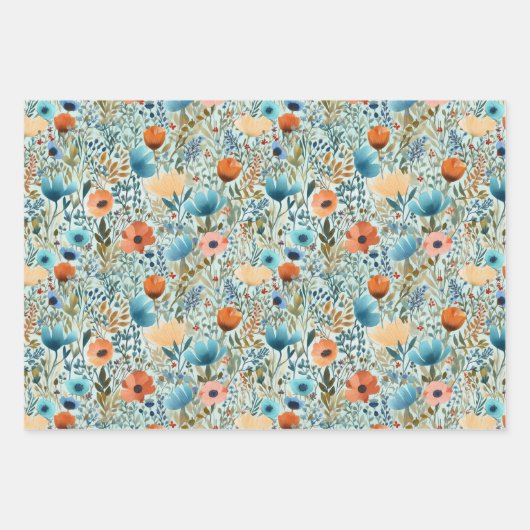 Wild Flowers Pattern Inpakpapier Vel (Voorkant)