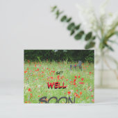 Wild Flowers Poppies Bench Get Well Binnenkort Bri Briefkaart (Staand voorkant)