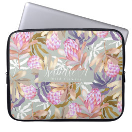 Wild Flowers Protea Gray Laptop Sleeve