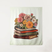Wild Flowers Retro Boeken Wandkleed (Voorkant)