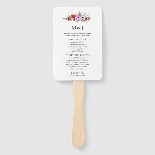 Wild Flowers & Romance Wedding Program Fan Handwaaier (Voorkant)