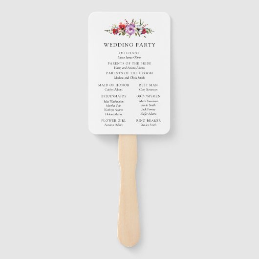 Wild Flowers & Romance Wedding Program Fan Handwaaier (Achterkant)