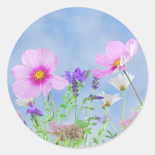 Wild Flowers Ronde Sticker (Voorkant)