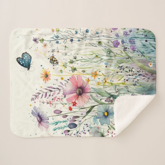 Wild Flowers Sherpa Deken (Voorkant (horizontaal))