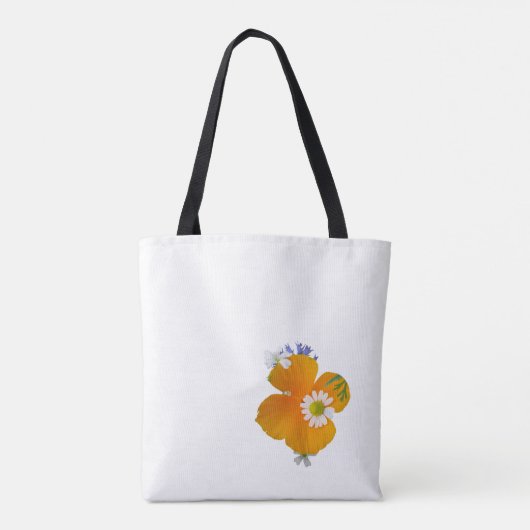 Wild Flowers: Sinaasappel Wit Roze Canvas tas (Achterkant)