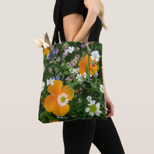 Wild Flowers: Sinaasappel Wit Roze Canvas tas