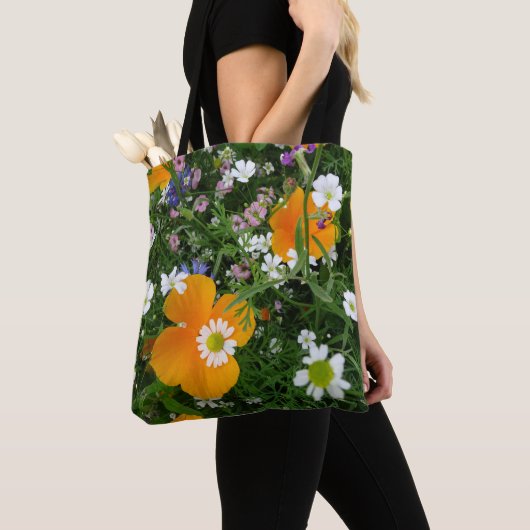 Wild Flowers: Sinaasappel Wit Roze Canvas tas (Dichtbij)