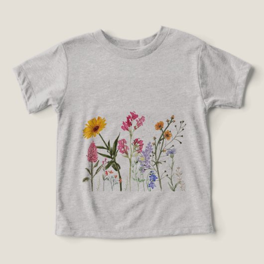 Wild Flowers T-shirt,  Botanisch Kinder T-shirt, (Design voorkant)