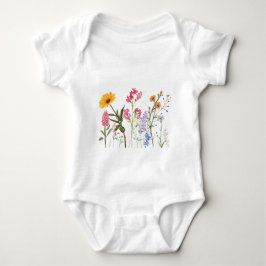 Wild Flowers T-shirt,  Botanisch Kinder T-shirt, Romper